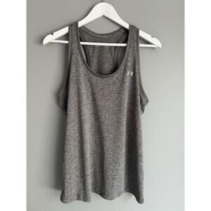 Under Armour HeatGear Gray Racerback Tank Top Women’s Medium Loose Athletic Gym